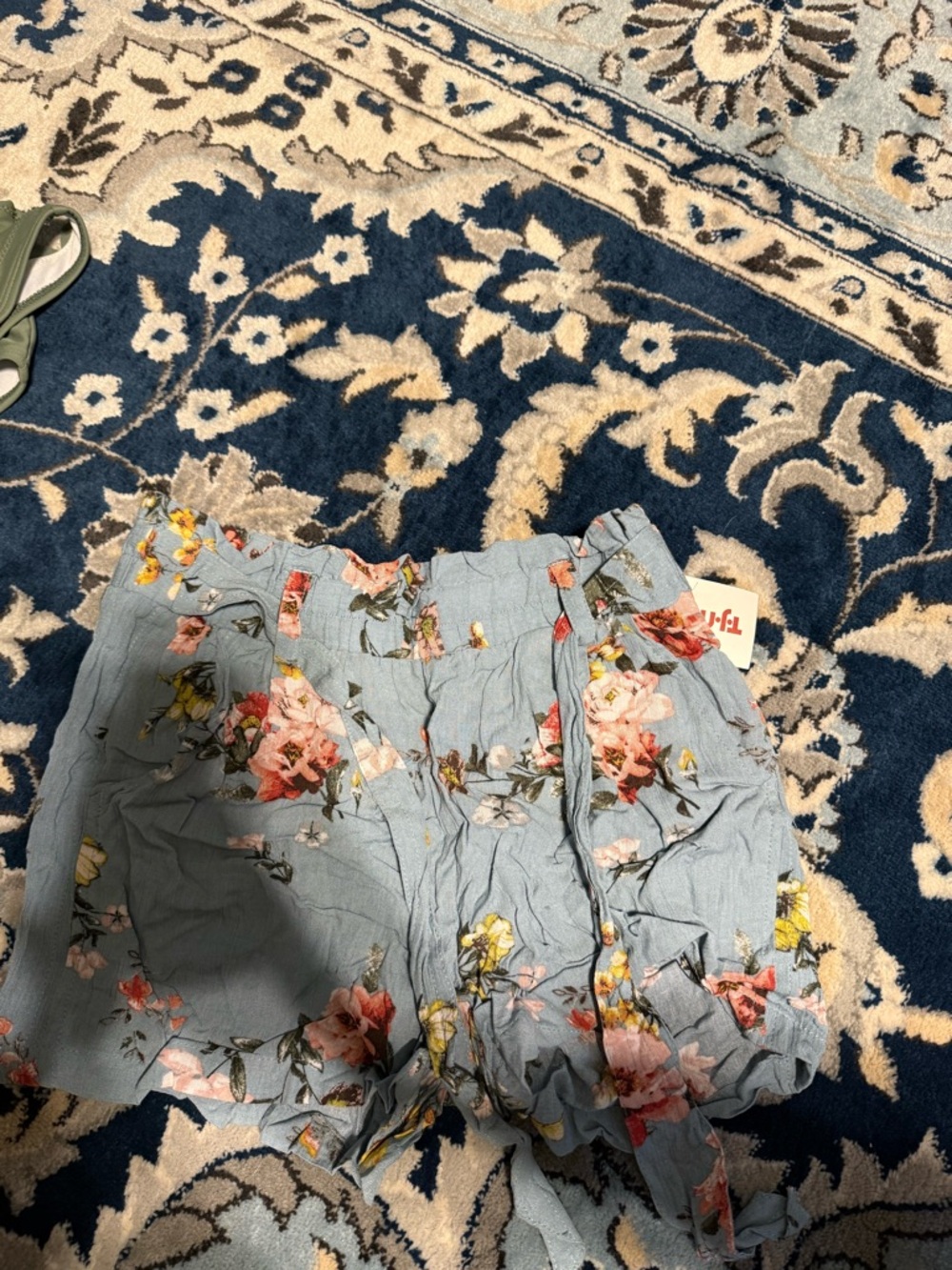 Jolt Floral Light Blue High-Waist Shorts